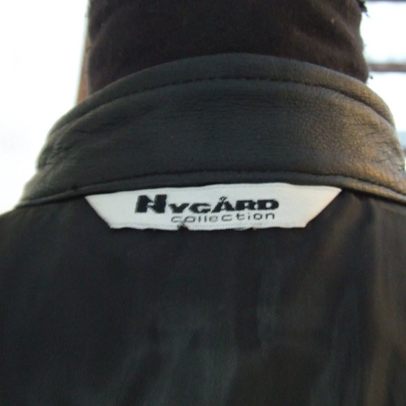 Black Quilted Leather Jacket Cardigan Sweater Channel Style by Nygard Collection - Picture 7 of 8